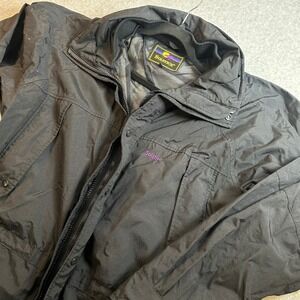 Vintage Solstice Black Technical Rain Jacket Mesh Lined Outdoor Shell Mens XL